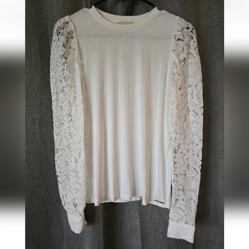 Elie Tahari Hamani Lace Long Sleeve Blouse White Women's size XS